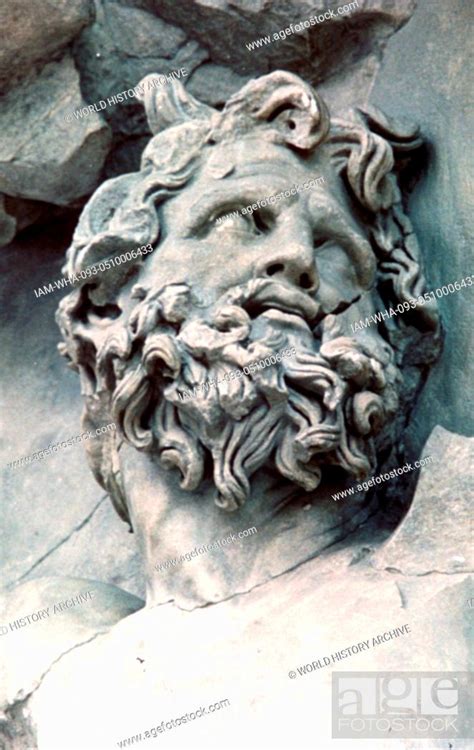 The giant Clytius. Detail of a relief , from the Pergamon Altar, Stock ...