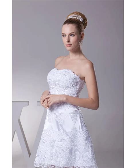 Strapless Short Wedding Dresses Lace Beach Style With Corset Back