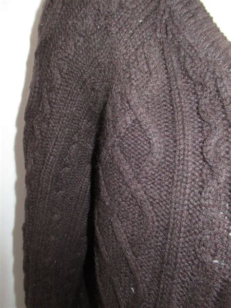 Theory Cashmere Chunky Cable Knit Brown Cardigan Gem