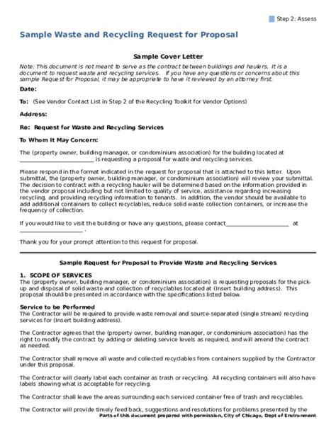 Doc Sample Waste And Recycling Request For Proposal Sample Cover