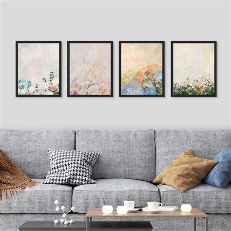 Pixonsign Framed Wall Art Watercolor Botanical Garden Prints Set Of