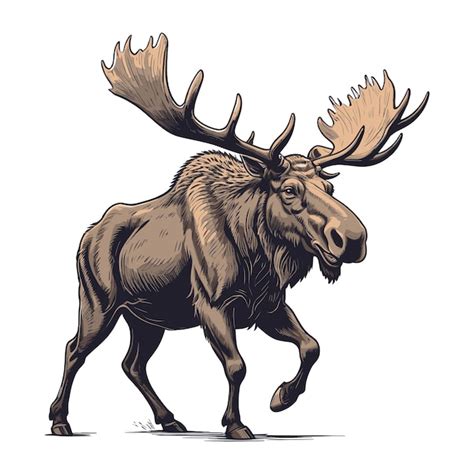 Premium Vector Hand Drawn Moose Engraved Illustration