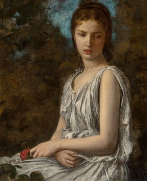 Girl With Rose By Georges Bellenger Artvee