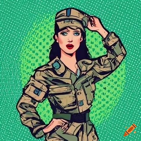 Vector Pop Art Pin Up Illustration Of A Military Girl On Craiyon