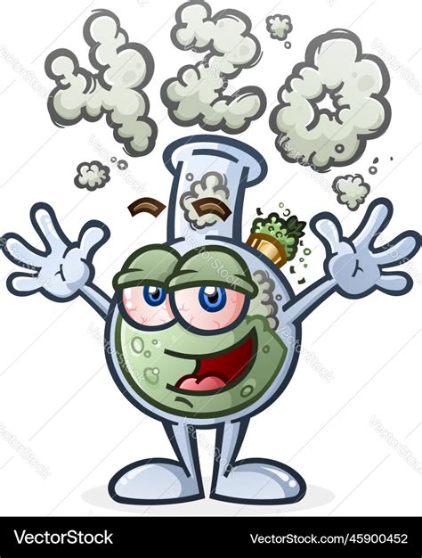 Marijuana bong cartoon 420 smoke cloud Royalty Free Vector