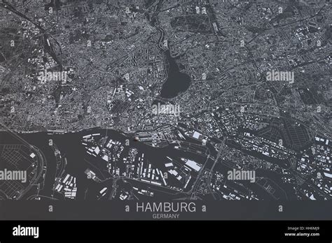 Hamburg Map Satellite View City Germany 3d Rendering Stock Photo