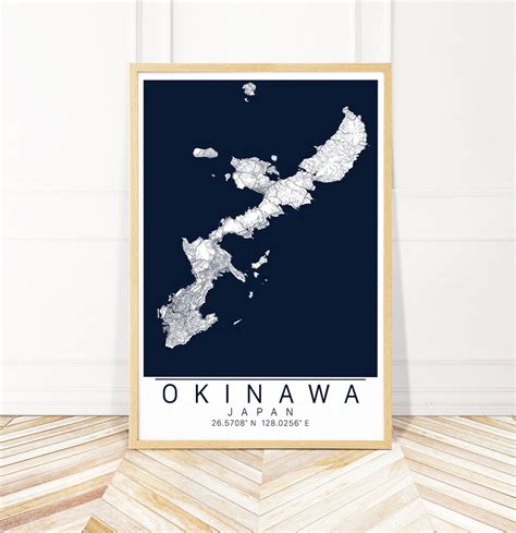 Okinawa Map Art Framed, Canvas or Print Map of Okinawa Japan City Map Wall Art by Wayfinder ...