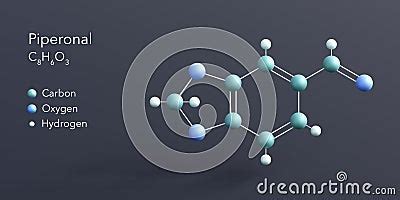 Piperonal Molecule 3d Rendering, Flat Molecular Structure With Chemical ...