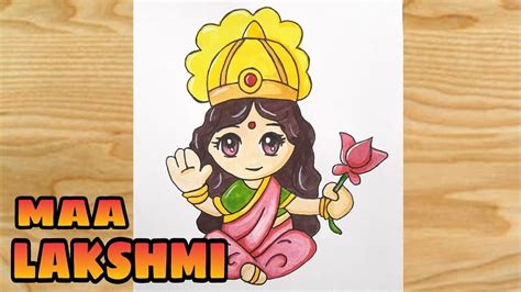 How To Draw Maa Lakshmi Step By Step Cute Maa Laxmi Drawing Youtube