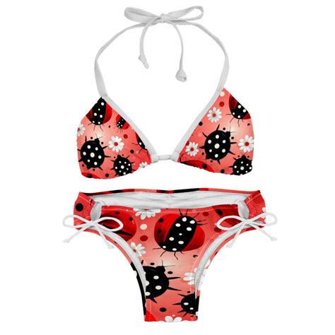 Seven Starred Ladybird Detachable Sponge Adjustable Strap Bikini Set Two Pack Swim Suit