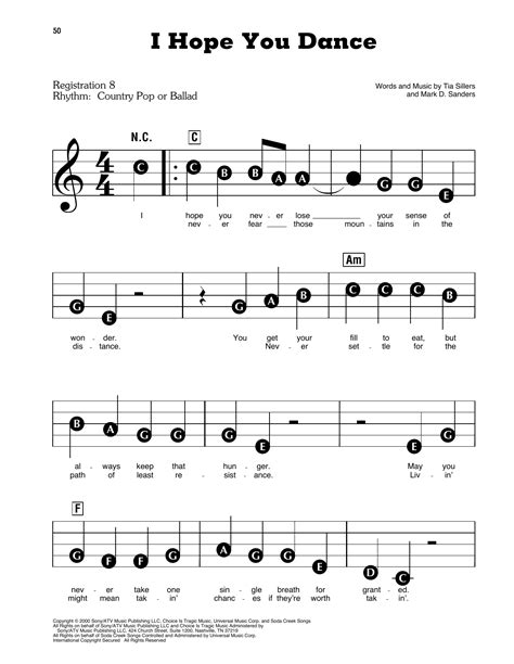 I Hope You Dance Sheet Music Lee Ann Womack E Z Play Today