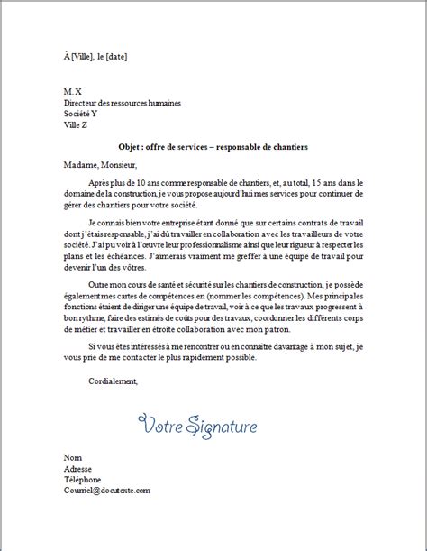 Lettre De Motivation Pour Responsable De Chantiers Docutexte