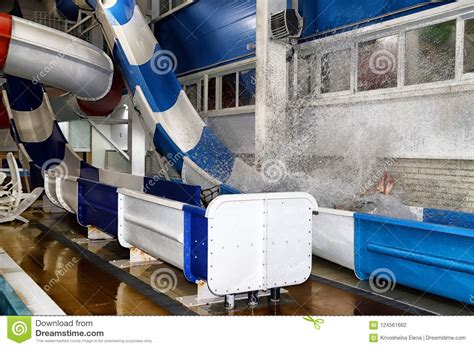 Colored Slides in the Indoor Water Park Stock Photo - Image of plastic ...