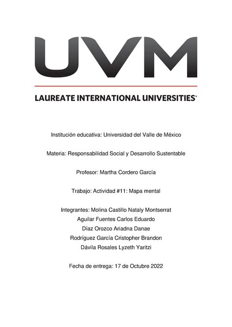 Act11mapa Mental Responsabilidad Social Y Desarrollo Sostenible Institución Educativa