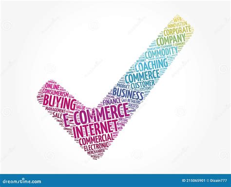 E Commerce Check Mark Word Cloud Collage Business Concept Background Stock Illustration