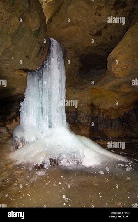 Frozen waterfalls at Hocking state park Ohio Stock Photo - Alamy