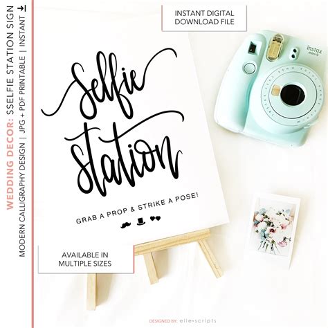 Selfie Station Sign Printable Selfie Station Wedding Sign Photograph