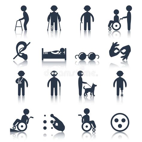 Disabled Icons Set Black Stock Vector Illustration Of Disabled 44988770