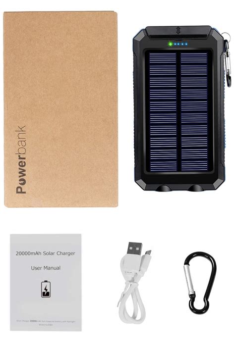 Solar Charger 20000mah Portable Outdoor Waterproof Solar Power Bank Camping External Backup