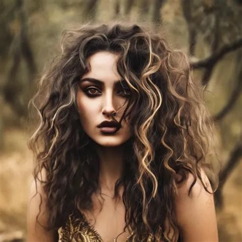 Beautiful Wild Woman With Dark Mid Length Shaggy Wav