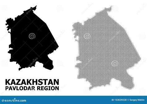 Vector Halftone Mosaic And Solid Map Of Pavlodar Region Stock Vector