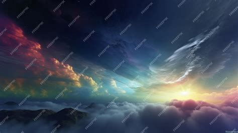 Premium AI Image | A sky full of clouds with a angel wings above the ...