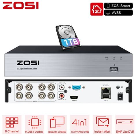 ZOSI 8CH 1080P Surveillance DVR Video Recorders with 1TB Hard Drive Supports 4-in-1 HD-TVI CVI ...