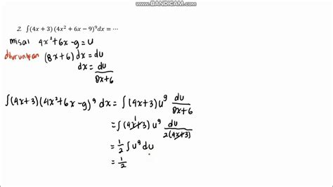 Integral Tak Tentu Fungsi Aljabar Teknik Substitusi Youtube