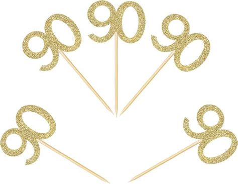 Newqueen Pcs Th Birthday Cupcake Toppers Gold Glitter Number