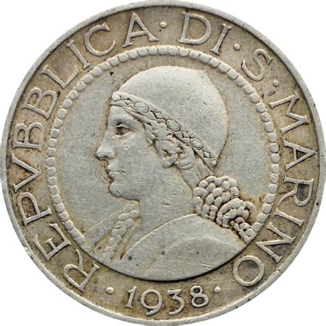 1938 San Marino 5 Lire Silver Coin Etsy