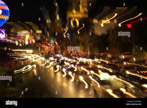 Las Vegas strip traffic at night Stock Photo - Alamy