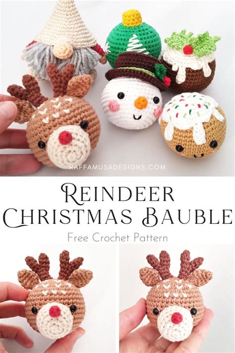 Crochet Reindeer Christmas Bauble RaffamusaDesigns Christmas