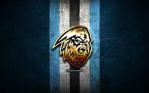 Download wallpapers Winnipeg Ice, golden logo, WHL, blue metal ...