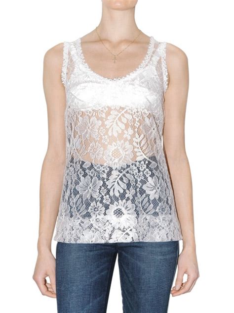 Dolce Gabbana Lace Tank Top In White Lyst