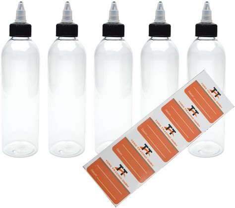 5 X 250 Ml Plastic Bottles Made Of Pet With Twist Off Lid Including 5