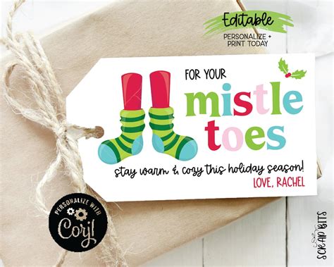 Editable Christmas Socks Tags For Your Mistle Toes Tags Bright Funky