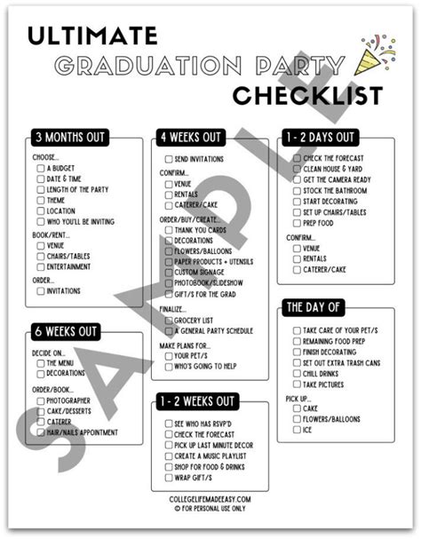 Printable Graduation Checklist