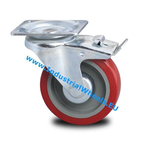 Swivel Castor With Brake X Mm Polyurethane Load Capacity Kg