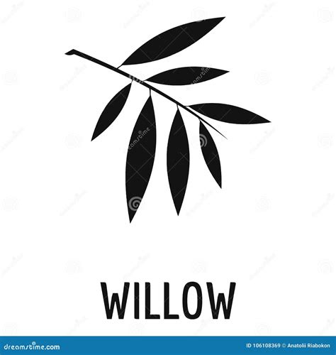 Willow Leaf Icon, Simple Black Style Stock Vector - Illustration of ...