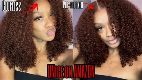 Amazon Unice Reddish Brown Kinky Curly Glueless Pre Plucked Best