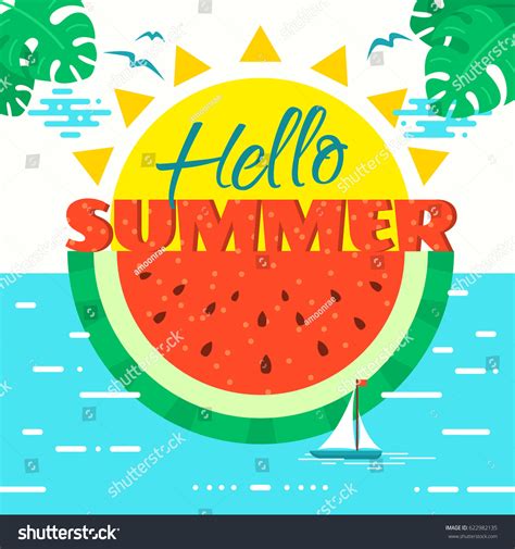 Hello Summer Concept Vector Illustration Sun Stok Vektör Telifsiz