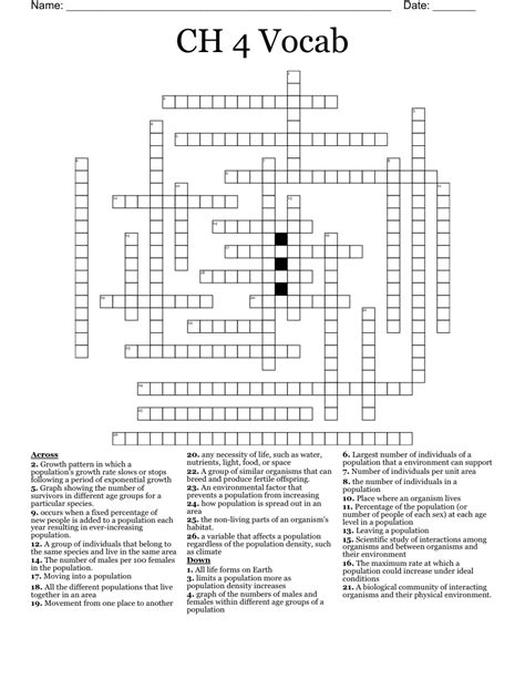 Ch 4 Vocab Crossword Wordmint