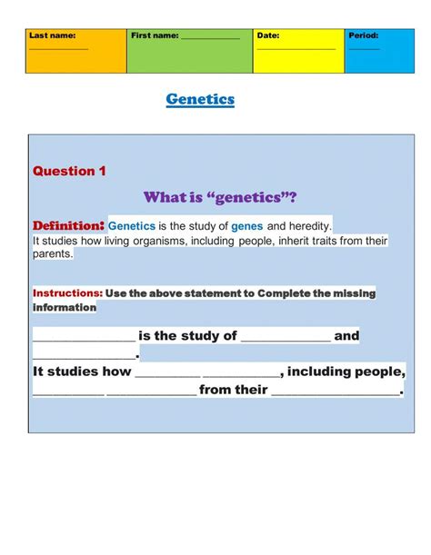 Introduction To Genes Worksheet Live Worksheets Worksheets Library