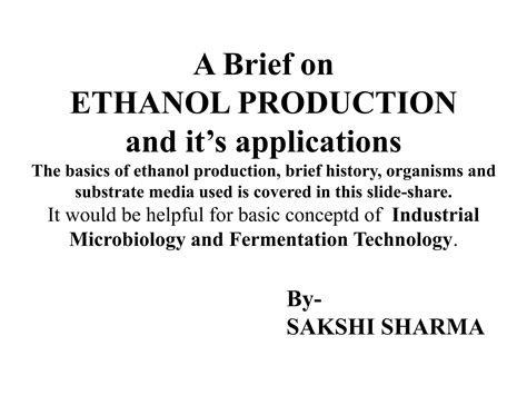 Ethanol production | PPT