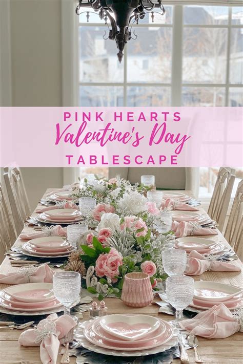 Valentines Day Tablescape With Pink Hearts