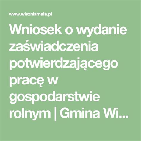 Wniosek o wydanie zaświadczenia potwierdzającego pracę w gospodarstwie