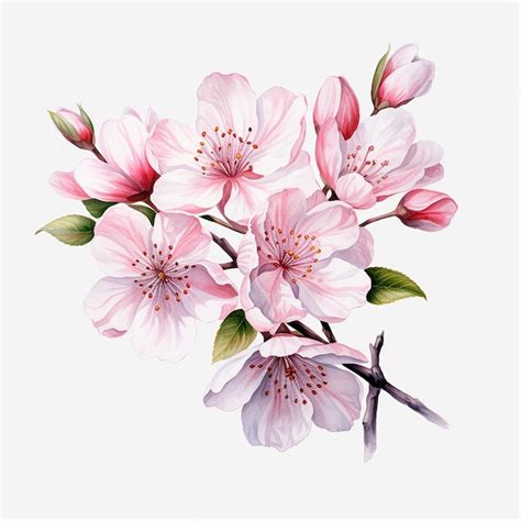 Premium AI Image Watercolor Sakura Flowers Art