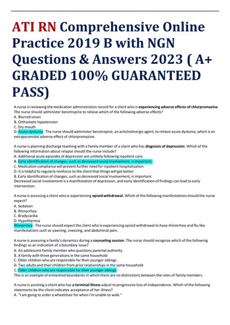 Ati Rn Comprehensive Online Practice B With Ngn Questions