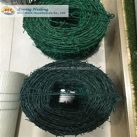 Pvc Coated Barbed Steel Wire Iron Barbed Wire Green Color Buy Barbed