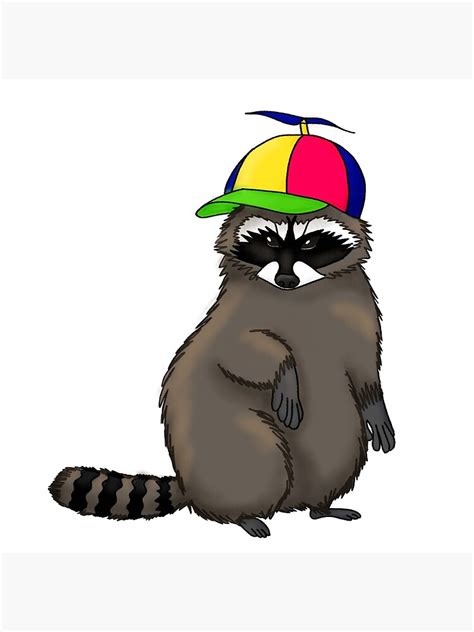 Raccoon In A Propeller Hat No Chair Edit Poster For Sale By C0ffeewitch Redbubble